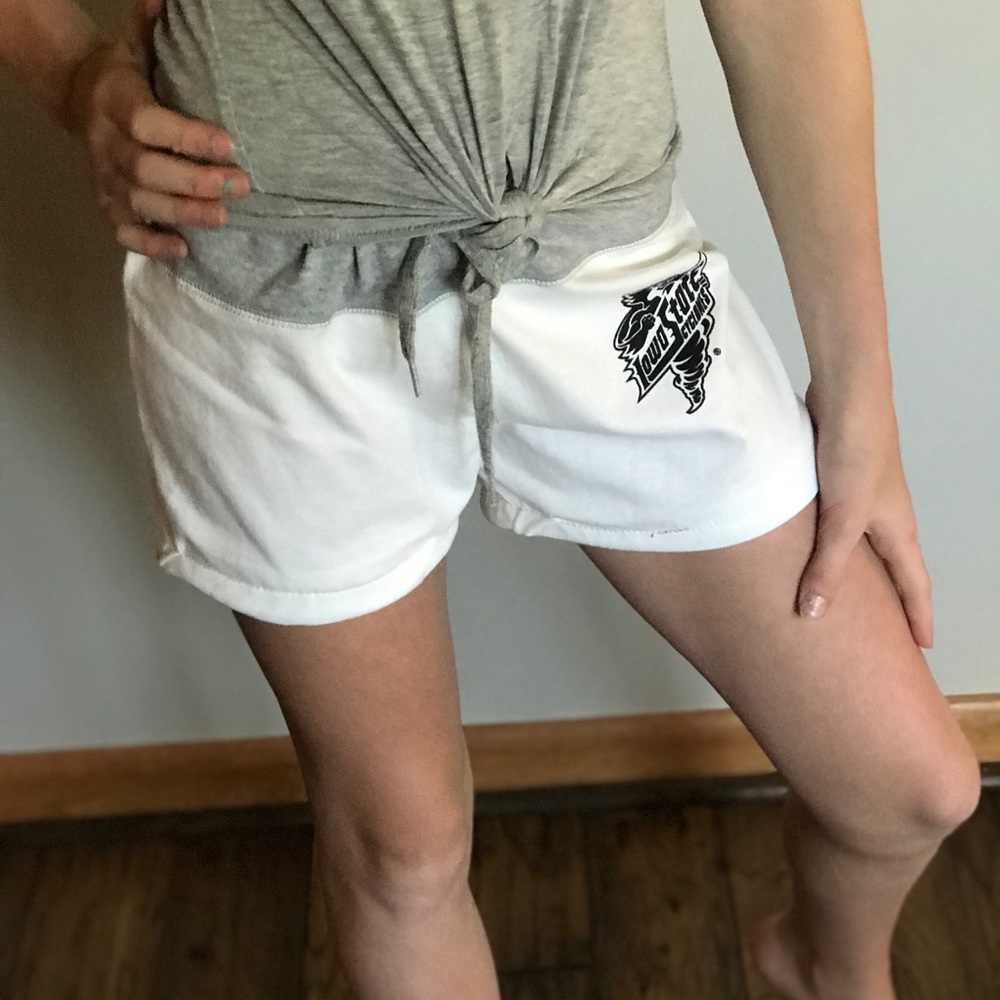 White ISU shorts-refashioned from capris